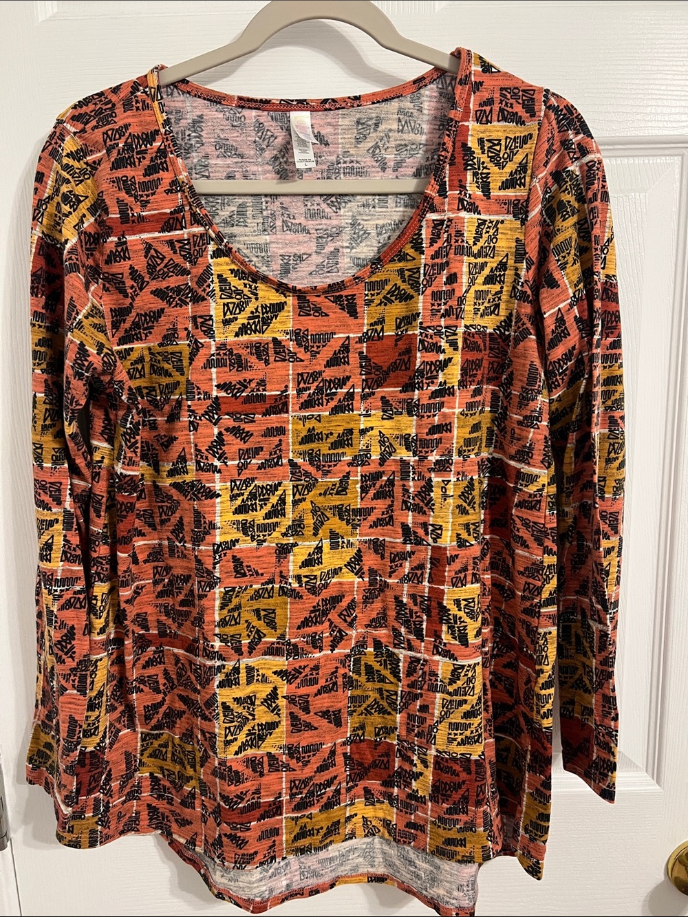 LuLaRoe Orange & Yellow Geometric Print Long-Sleeve Tunic